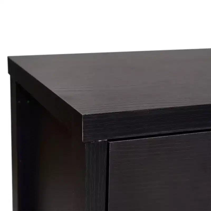 Flash Furniture Wells, buffet de cuisine et de salle à manger moderne, meuble de rangement en bois composite avec 3 portes en verre trempé et 3 tiroirs