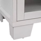 Flash Furniture Wells, buffet de cuisine et de salle à manger moderne, meuble de rangement en bois composite avec 3 portes en verre trempé et 3 tiroirs