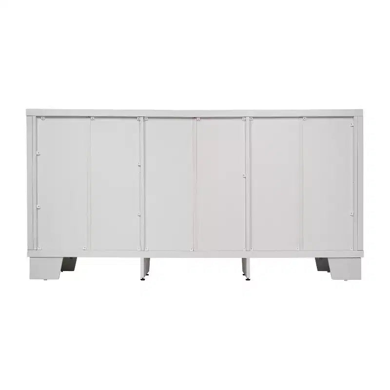 Flash Furniture Wells, buffet de cuisine et de salle à manger moderne, meuble de rangement en bois composite avec 3 portes en verre trempé et 3 tiroirs