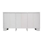 Flash Furniture Wells, buffet de cuisine et de salle à manger moderne, meuble de rangement en bois composite avec 3 portes en verre trempé et 3 tiroirs