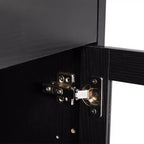 Flash Furniture Wells, buffet de cuisine et de salle à manger moderne, meuble de rangement en bois composite avec 3 portes en verre trempé et 3 tiroirs