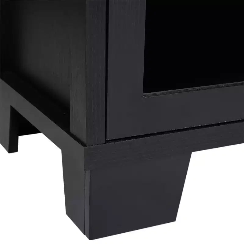 Flash Furniture Wells, buffet de cuisine et de salle à manger moderne, meuble de rangement en bois composite avec 3 portes en verre trempé et 3 tiroirs