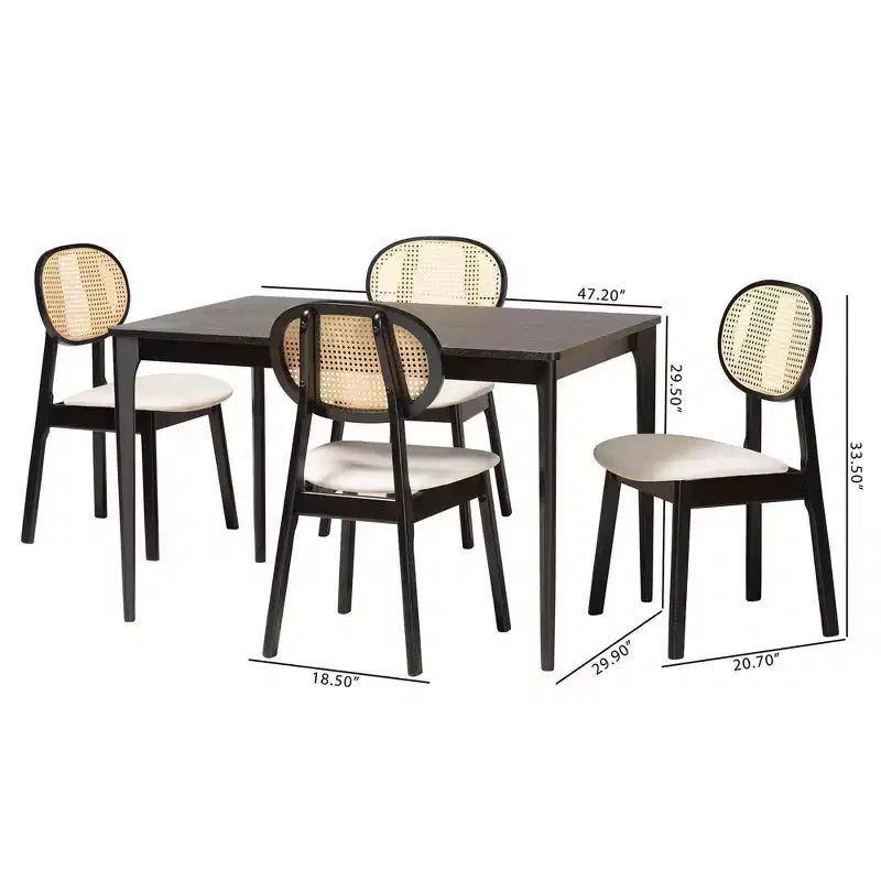 Ensemble de salle à manger 5 pièces en bois de style moderne du milieu du siècle Baxton Studio Darrion
