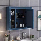 Armoire de toilette murale avec miroir, meuble de rangement de salle de bain, armoire murale de salle de bain avec 6 étagères ouvertes pour la salle de bain