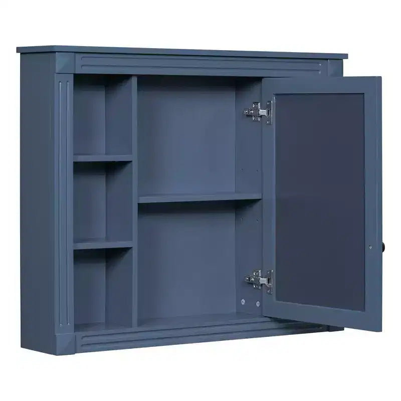 Armoire de toilette murale avec miroir, meuble de rangement de salle de bain, armoire murale de salle de bain avec 6 étagères ouvertes pour la salle de bain