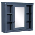 Armoire de toilette murale avec miroir, meuble de rangement de salle de bain, armoire murale de salle de bain avec 6 étagères ouvertes pour la salle de bain