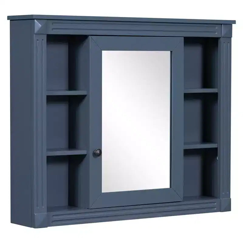 Armoire de toilette murale avec miroir, meuble de rangement de salle de bain, armoire murale de salle de bain avec 6 étagères ouvertes pour la salle de bain