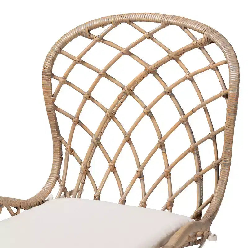 Ensemble de salle à manger 5 pièces Baxton Studio Sabelle moderne bohème en bois et rotin