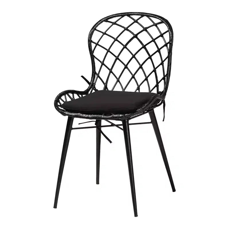 Ensemble de salle à manger 5 pièces Baxton Studio Sabelle moderne bohème en bois et rotin