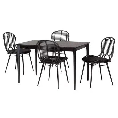 Ensemble de salle à manger 5 pièces Baxton Studio Brenna en bois, style bohème moderne