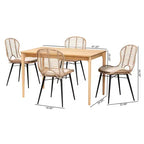 Ensemble de salle à manger 5 pièces Baxton Studio Brenna en bois, style bohème moderne