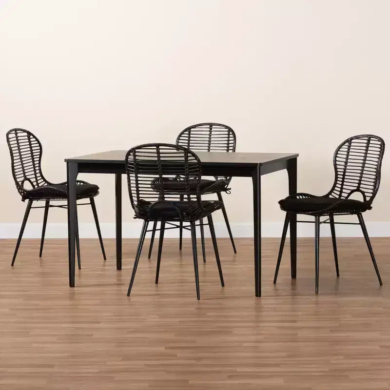 Ensemble de salle à manger 5 pièces Baxton Studio Brenna en bois, style bohème moderne