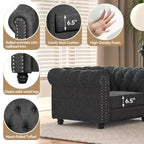 Fauteuil Chesterfield en lin gris pour salon - Morden Fort