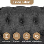 Fauteuil Chesterfield en lin gris pour salon - Morden Fort