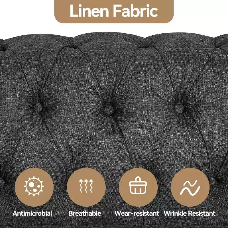 Fauteuil Chesterfield en lin gris pour salon - Morden Fort