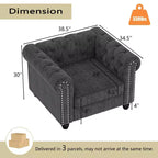 Fauteuil Chesterfield en lin gris pour salon - Morden Fort