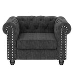 Fauteuil Chesterfield en lin gris pour salon - Morden Fort