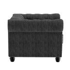 Fauteuil Chesterfield en lin gris pour salon - Morden Fort