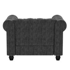 Fauteuil Chesterfield en lin gris pour salon - Morden Fort