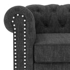 Fauteuil Chesterfield en lin gris pour salon - Morden Fort