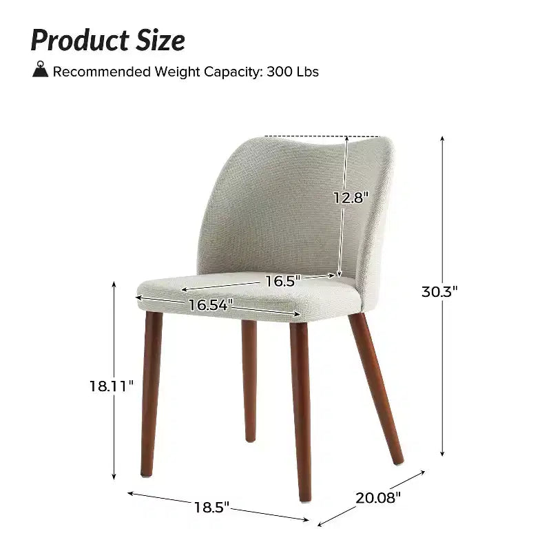 Chaise de salle à manger Elisa en tissu, style Mid-century moderne, lot de 2 | ART OF LIVING DESIGNS