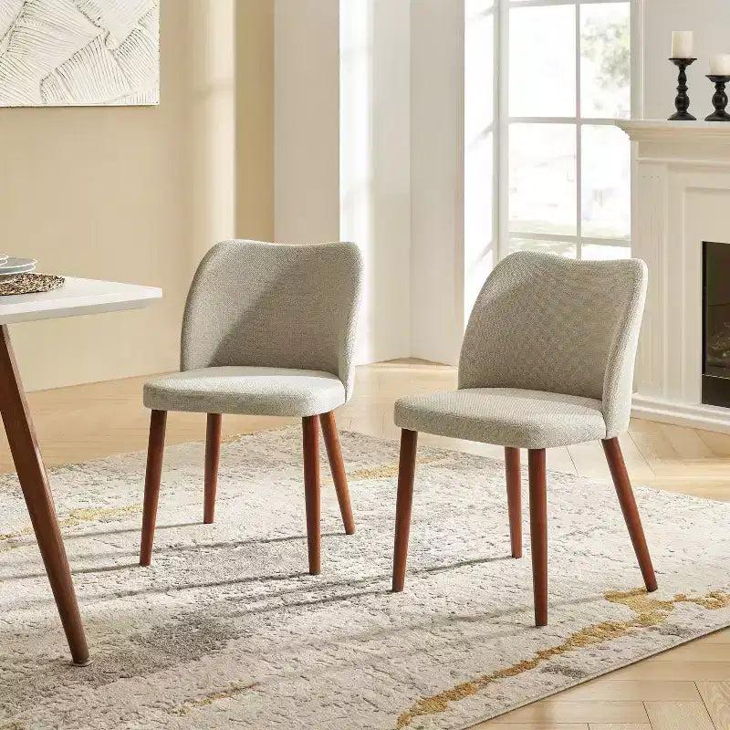 Chaise de salle à manger Elisa en tissu, style Mid-century moderne, lot de 2 | ART OF LIVING DESIGNS
