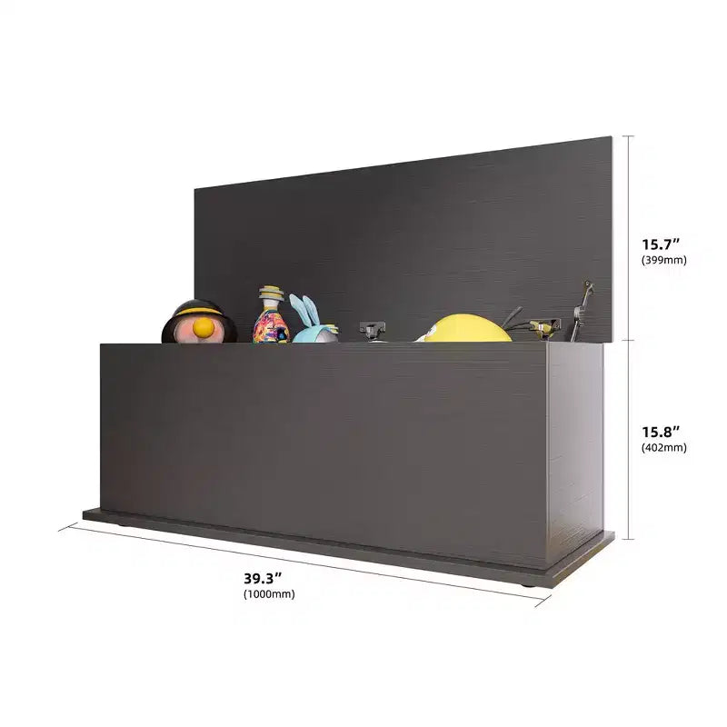 Malle de rangement en bois avec couvercle relevable, style rétro, boîte à jouets, organisateur avec charnière de sécurité, 39,37 x 16,14 x 15,75 pouces (3,28 * 1,35 * 1,31 pieds)