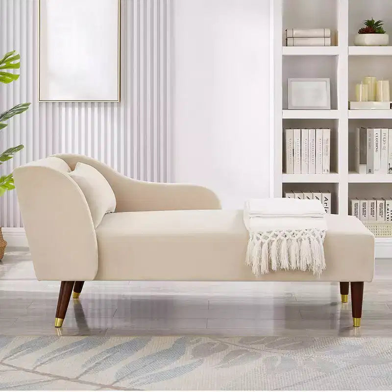 Chaise longue moderne en velours, chaise longue rembourrée avec accoudoir incurvé, canapé-lit de salon pour chambre, bureau, salon