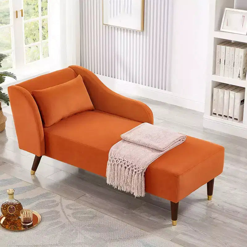 Chaise longue moderne en velours, chaise longue rembourrée avec accoudoir incurvé, canapé-lit de salon pour chambre, bureau, salon