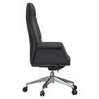 Chaise de bureau LeisureMod Summit à dossier haut en cuir vegan avec cadre en aluminium, pivotante et inclinable, chaise de bureau ergonomique réglable pour le bureau à domicile