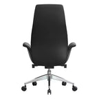 Chaise de bureau LeisureMod Summit à dossier haut en cuir vegan avec cadre en aluminium, pivotante et inclinable, chaise de bureau ergonomique réglable pour le bureau à domicile