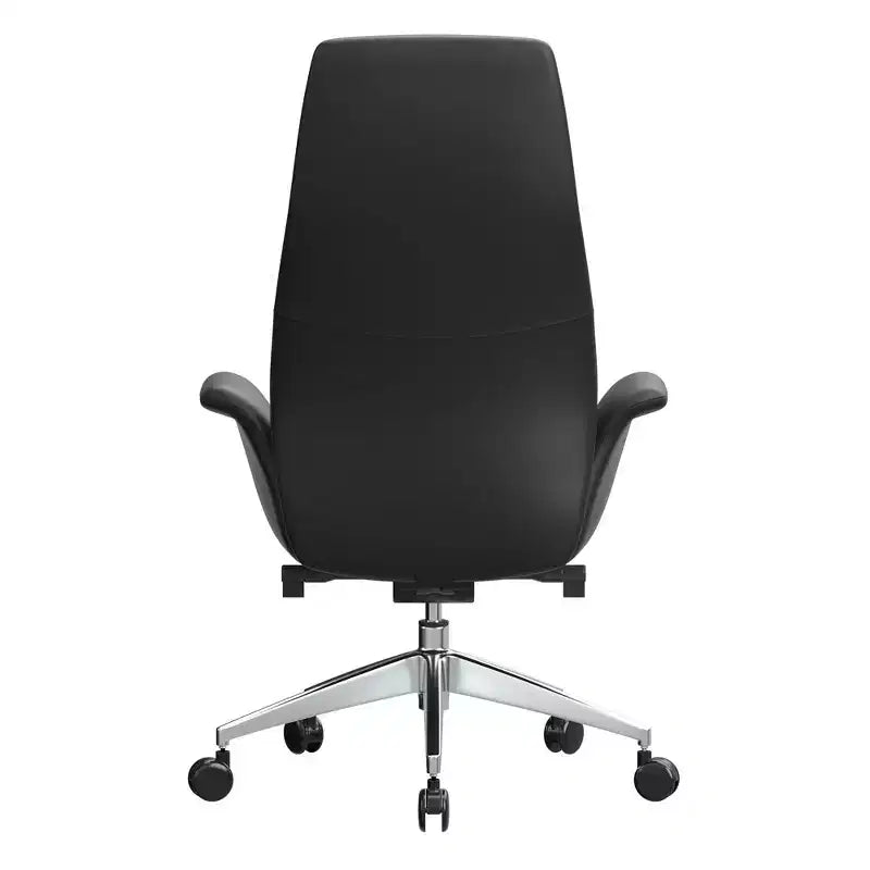 Chaise de bureau LeisureMod Summit à dossier haut en cuir vegan avec cadre en aluminium, pivotante et inclinable, chaise de bureau ergonomique réglable pour le bureau à domicile