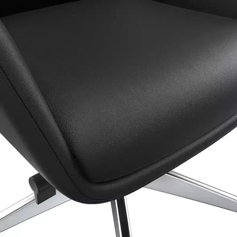 Chaise de bureau LeisureMod Summit à dossier haut en cuir vegan avec cadre en aluminium, pivotante et inclinable, chaise de bureau ergonomique réglable pour le bureau à domicile