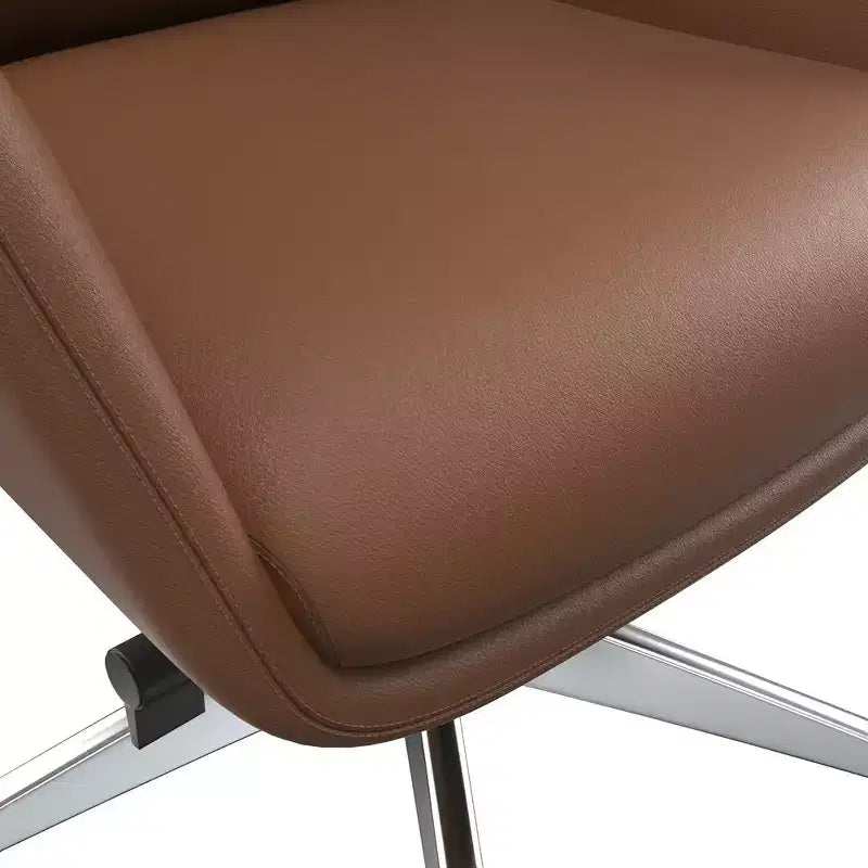 Chaise de bureau LeisureMod Summit à dossier haut en cuir vegan avec cadre en aluminium, pivotante et inclinable, chaise de bureau ergonomique réglable pour le bureau à domicile