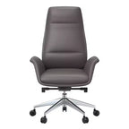 Chaise de bureau LeisureMod Summit à dossier haut en cuir vegan avec cadre en aluminium, pivotante et inclinable, chaise de bureau ergonomique réglable pour le bureau à domicile
