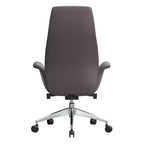 Chaise de bureau LeisureMod Summit à dossier haut en cuir vegan avec cadre en aluminium, pivotante et inclinable, chaise de bureau ergonomique réglable pour le bureau à domicile