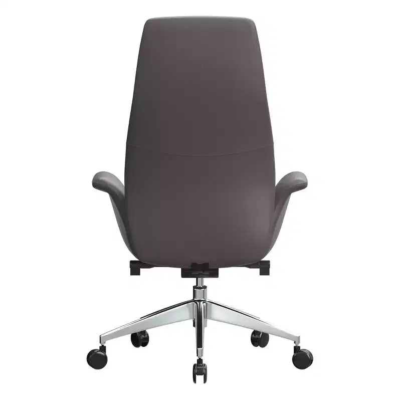Chaise de bureau LeisureMod Summit à dossier haut en cuir vegan avec cadre en aluminium, pivotante et inclinable, chaise de bureau ergonomique réglable pour le bureau à domicile