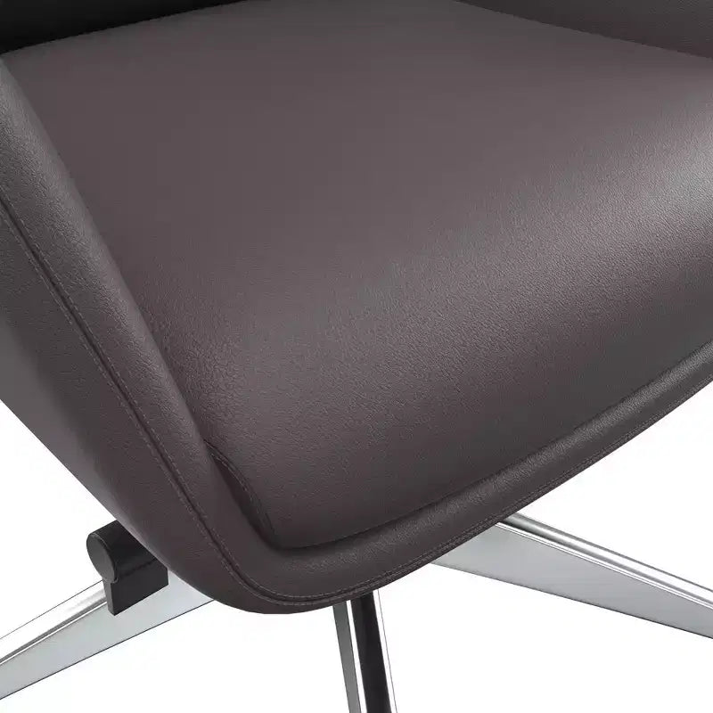 Chaise de bureau LeisureMod Summit à dossier haut en cuir vegan avec cadre en aluminium, pivotante et inclinable, chaise de bureau ergonomique réglable pour le bureau à domicile