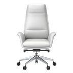 Chaise de bureau LeisureMod Summit à dossier haut en cuir vegan avec cadre en aluminium, pivotante et inclinable, chaise de bureau ergonomique réglable pour le bureau à domicile