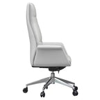 Chaise de bureau LeisureMod Summit à dossier haut en cuir vegan avec cadre en aluminium, pivotante et inclinable, chaise de bureau ergonomique réglable pour le bureau à domicile