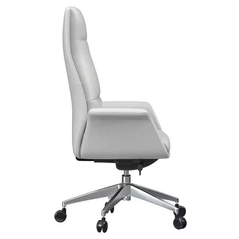 Chaise de bureau LeisureMod Summit à dossier haut en cuir vegan avec cadre en aluminium, pivotante et inclinable, chaise de bureau ergonomique réglable pour le bureau à domicile