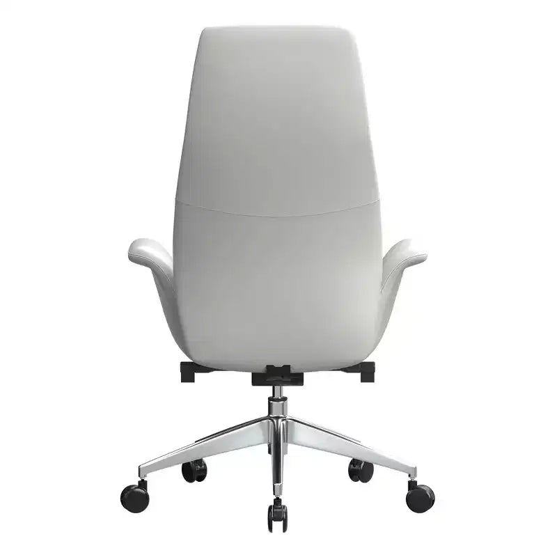 Chaise de bureau LeisureMod Summit à dossier haut en cuir vegan avec cadre en aluminium, pivotante et inclinable, chaise de bureau ergonomique réglable pour le bureau à domicile