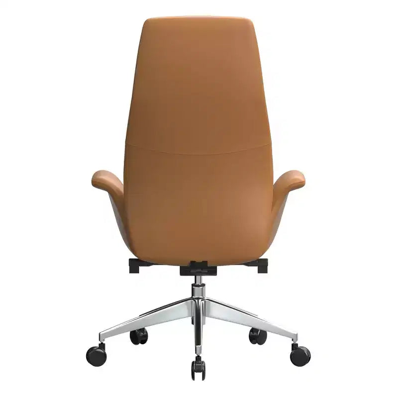 Chaise de bureau LeisureMod Summit à dossier haut en cuir vegan avec cadre en aluminium, pivotante et inclinable, chaise de bureau ergonomique réglable pour le bureau à domicile