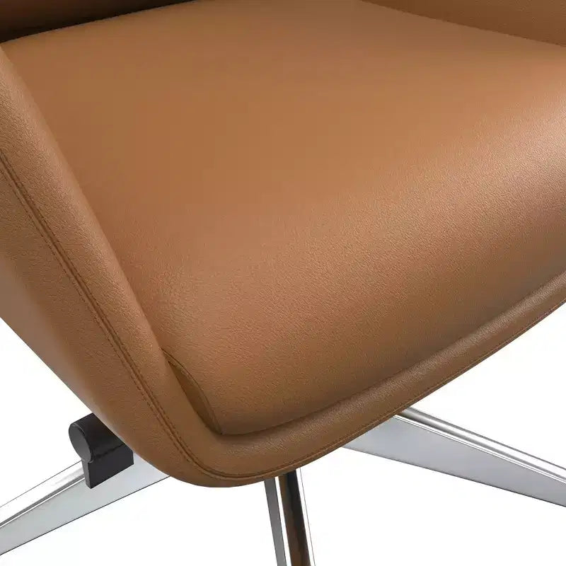 Chaise de bureau LeisureMod Summit à dossier haut en cuir vegan avec cadre en aluminium, pivotante et inclinable, chaise de bureau ergonomique réglable pour le bureau à domicile