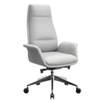 Chaise de bureau LeisureMod Summit à dossier haut en cuir vegan avec cadre en aluminium, pivotante et inclinable, chaise de bureau ergonomique réglable pour le bureau à domicile
