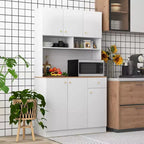 Meuble de rangement haut Costway de 180 cm avec prises, ports USB, kits anti-basculement et étagères réglables, blanc