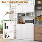Meuble de rangement haut Costway de 180 cm avec prises, ports USB, kits anti-basculement et étagères réglables, blanc