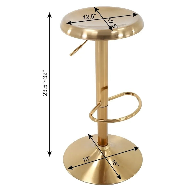 Tabouret de bar pivotant réglable en hauteur rose / étain / doré avec finition chromée – Siège unique