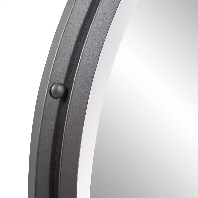Miroir industriel Howard Elliott Fordham à cadre métallique avec détails rivetés