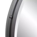 Miroir industriel Howard Elliott Fordham à cadre métallique avec détails rivetés